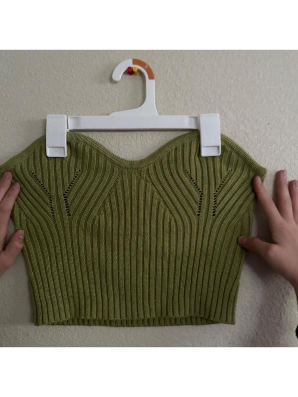 Blue Blush olive green ribbed knit bandeau top in a M #knitwear #cropped